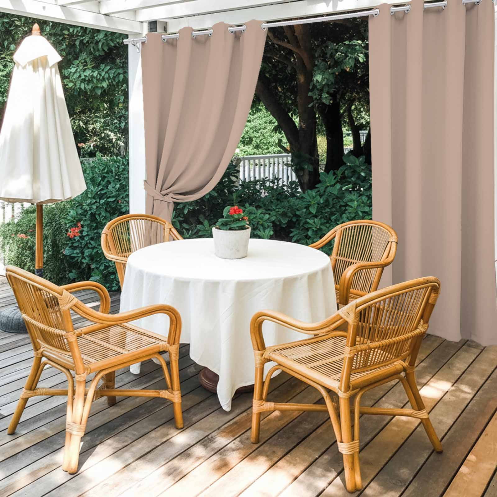 Warm Beige Outdoor Curtains for Patio Waterproof, Windproof Privacy Curtains with Weighted Bottom, Solid Color Farmhouse Beige Outside Drapes for Picnic Garage Backyard Cabana 54"x84" 2 Panel