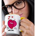 thumbnail image 2 of 3drose, Cute Love Sick Cartoon Girly Heart, 15oz Two-tone Yellow Mug, 2 of 6