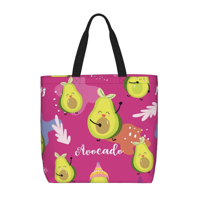 Disketp Pink Green Avocado Bolsa Tote de Lona para Mujer, Bolso de Hombro y Cruzado con Cierre de Cremallera