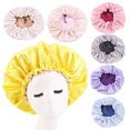thumbnail image 2 of Trayknick Hair Bonnet Smooth Button Adjustable Ruffle Edge Lady Hair Hat for Massage, 2 of 13