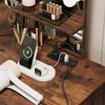 thumbnail image 4 of Corner Vanity and Stool, Corner Vanity Desk with Mirror and Lights, Corner Makeup Vanity with Power Outlet, 3 Color & Brightness Adjustable Light, 4 of 6