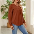 thumbnail image 6 of Jewelreauty Women's Round Neck Pullover Tops Long Sleeve Solid Color Comfort Shirts Fashion Loose Casual Blouses (2XL, Orange), 6 of 7