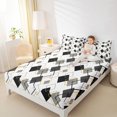 thumbnail image 4 of jejeloiu Geometric Rhombus Textured Bed Sheets,White Gray Black King Sheets For Adults 4pcs, 4 of 7