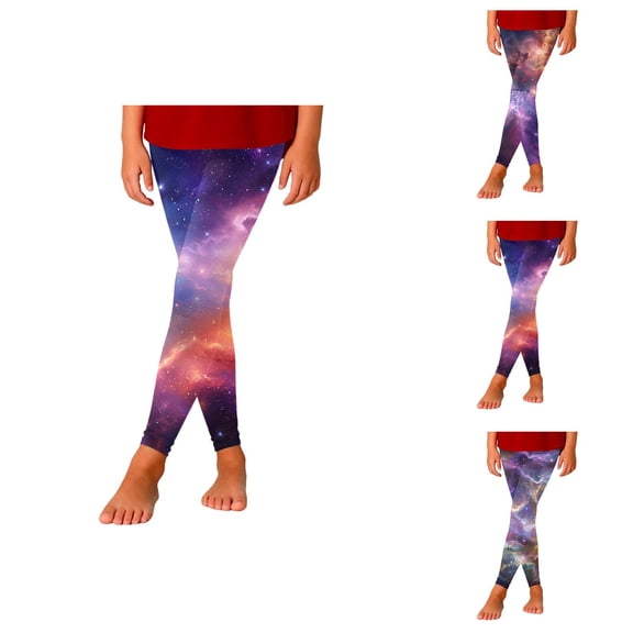 Girls Starry Sky Print Slim Fit Athletic Casual Pants Stretchy Leggings For Play And Everyday Wear