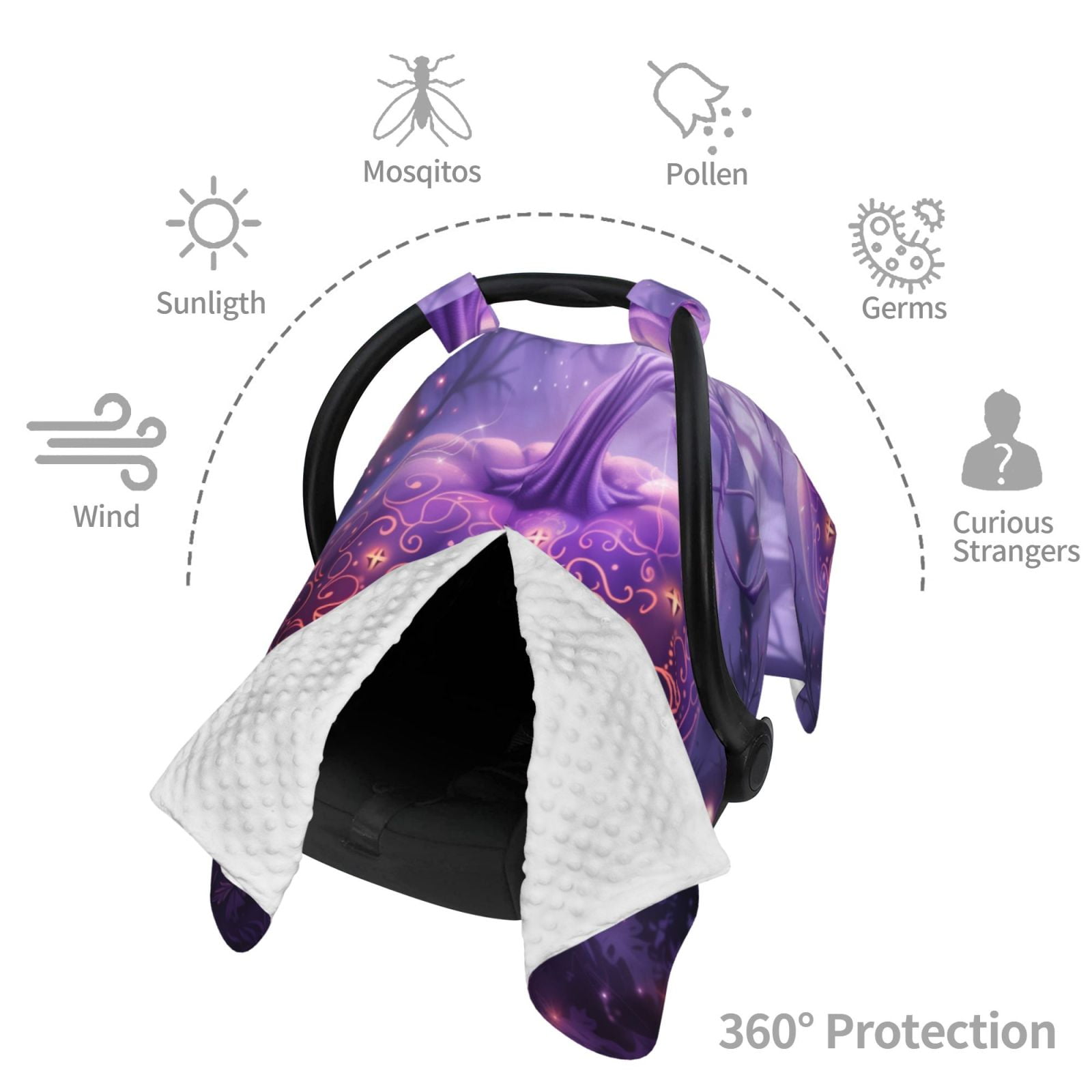 Car Seat Cover Baby - Halloween Purple Carved Pumpkin Breathable Infant Car Seat Cover for Baby Carseat, Lightweight Comfort Baby Essentials Must Haves Newborn Stuff for Girl Boy