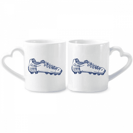 

Cartoon Football Shoes Blue Pattern Couple Porcelain Mug Set Cerac Lover Cup Heart Handle