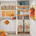 thumbnail image 2 of Pumpkin Orange Blue Kitchen Curtains Fall Retro Window Curtains Valance and Tier Set 36 Inch, Autumn Botanical Rod Pocket Short Tier Curtain for Room, Rustic Small Cafe Kitchen Decor, 2 of 6