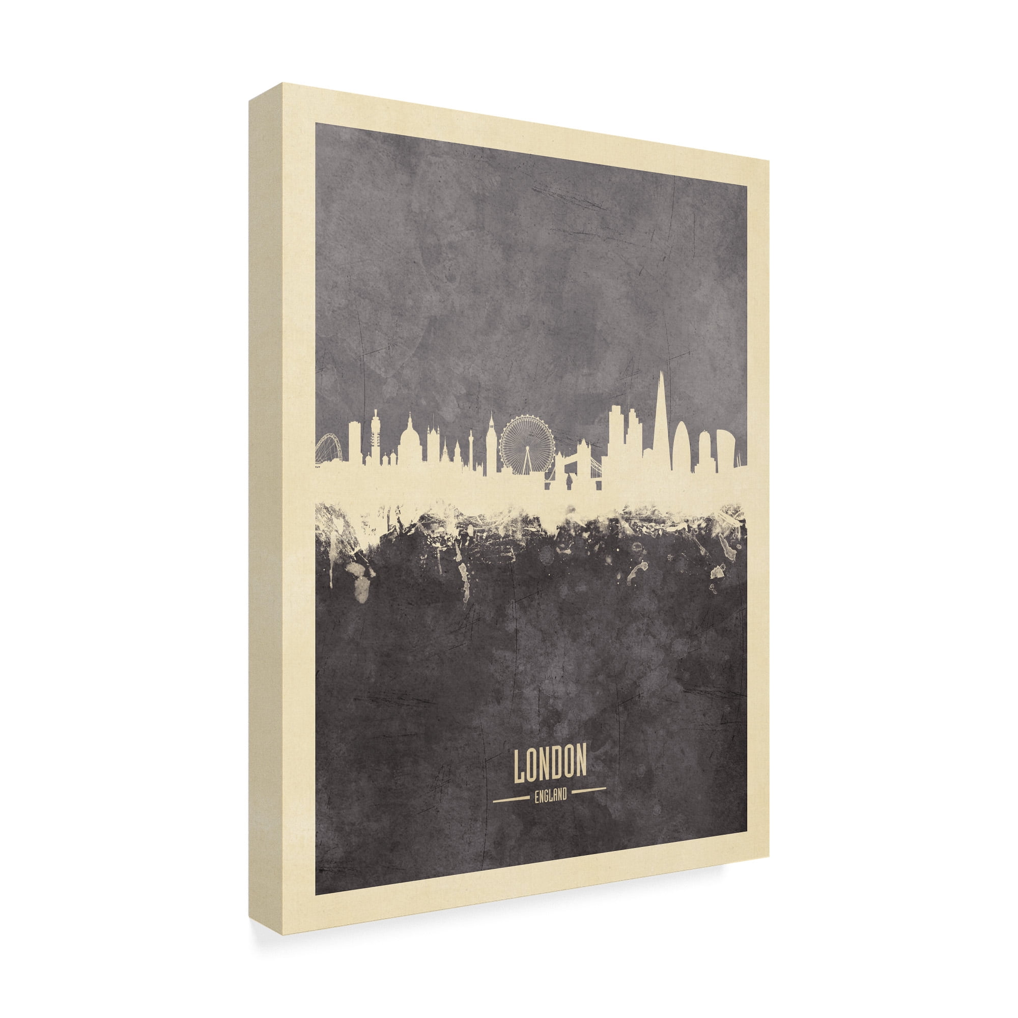Trademark Fine Art 'London England Skyline Gray' Canvas Art by Michael Tompsett