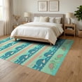 thumbnail image 3 of ODIKA 6'x9' Washable Area Rug Sea Turtle Cartoon Ocean Animal With Wave Stripe Accents Whale Flowing Dynamic for Dining Room, Under Table, Office Décor, Non-Slip Chair-Friendly, 3 of 7