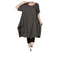 thumbnail image 5 of Xingzhi Robe Ample pour Femmes Manches Courtes Vêtements Robe d'Été Col Rond Jupe Irrégulière Décontractée Couleur Unie Mode Vert Foncé L, 5 of 5