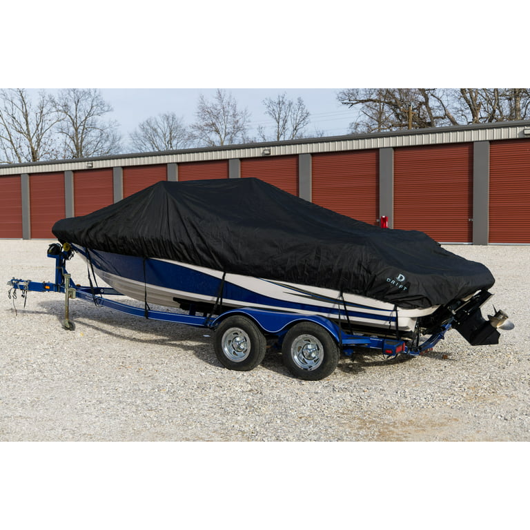 Drift Anti-UV 600D Waterproof Trailerable Style C Boat Cover - Black - 20 - 22 ft