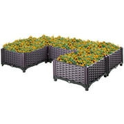 VEVOR Raised Plastic Garden Bed, 15×15×9in Square Garden Planter Boxes Flower Bed Box Kit, Set of 5 Raised Garden Bed for in/Outdoor