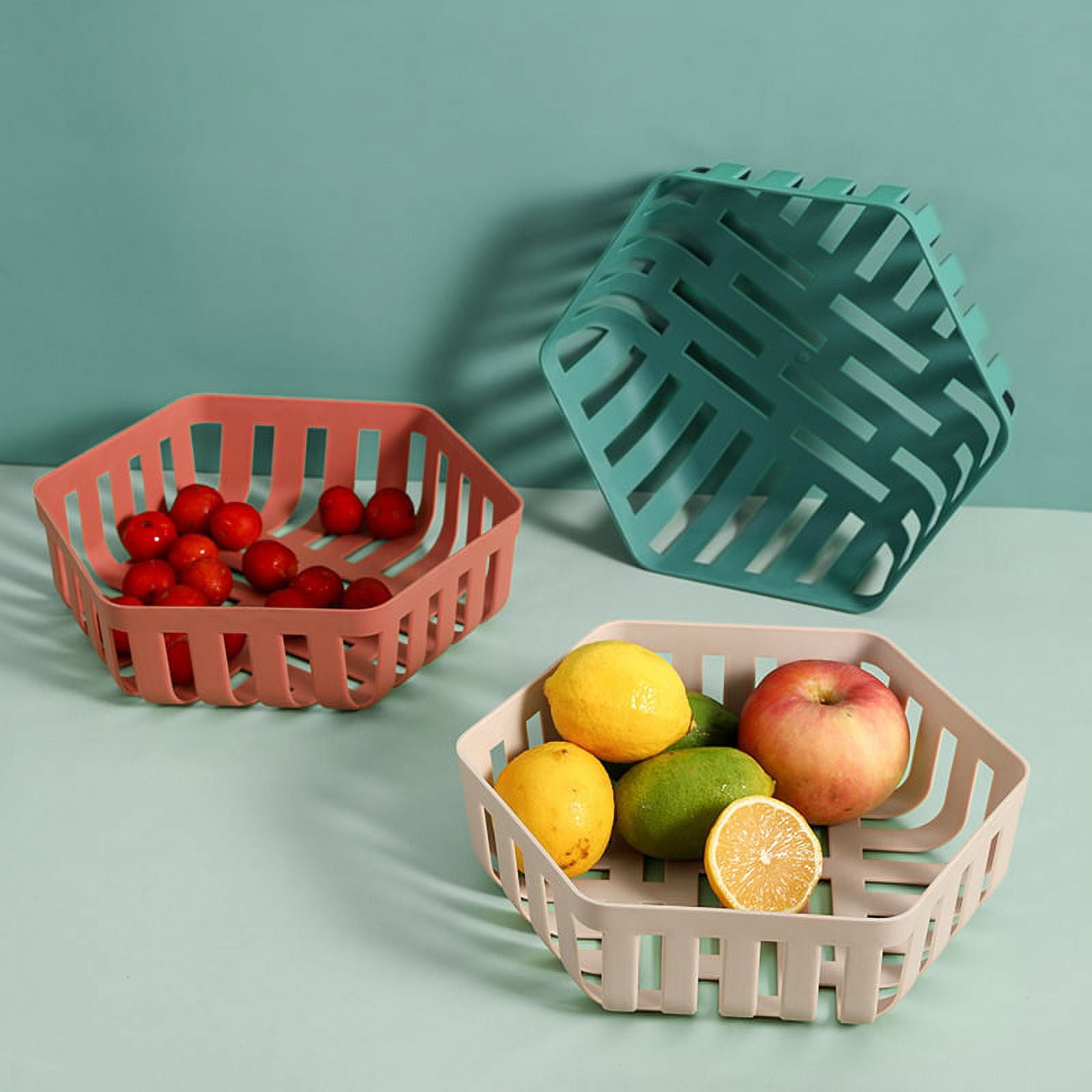 Blue Plastic Fruit Basket Set