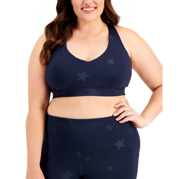 ID Ideology Women's Star Low Impact Sports Bra Blue Size 1X