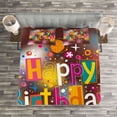 thumbnail image 3 of Ambesonne Floral Quilted Bedspread Set 3 Pcs, Birthday Message Fun, King Size, Multicolor, 3 of 3