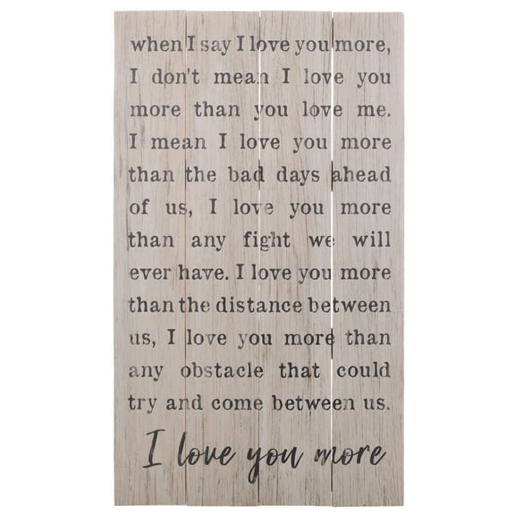 I Love You More Vintage Cream 24 x 14 Pine Wood Decorative Pallet Plaque