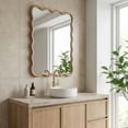 thumbnail image 2 of Kadyn 20"x30" Wavy Rectangle Accent Mirror, Decorative Wall Mounted Mirror for Home Bedroom Living Room Entryway, Premium Solid Wood Frame Design, Natural Wood Color, 2 of 12