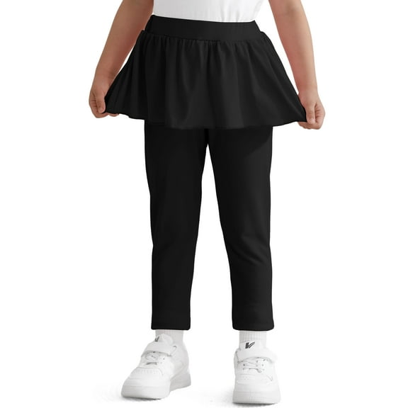Actgleam Toddler Girls Leggings with Footless Cotton Ruffle Casual Pants,Black,1-6Years
