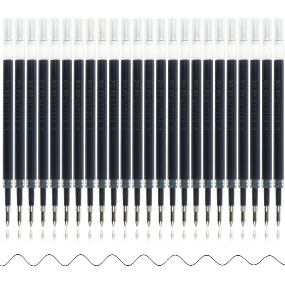 24 count Retractable Black Gel Ink Refills, 0.7 mm Point Black Ink