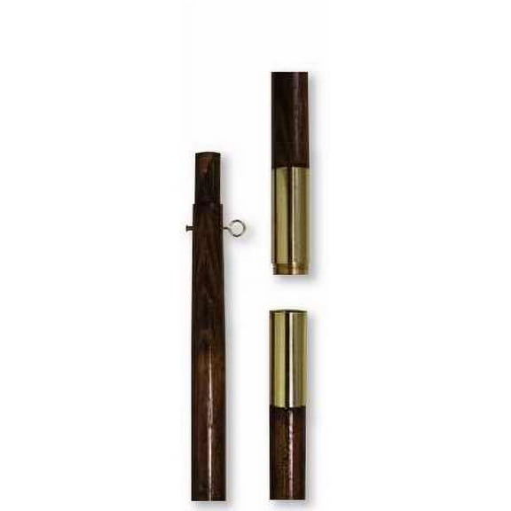 Flag Pole-Brass And Oak Finish-2 Piece (Indoor or Parade) (9 x 1 1/4")