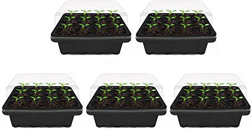 5-Pack Seed Starting Trays 12 Cells Insert Hot House Seed Starter Trays Kit for Garden Large Seedling Tray with Humidity Base Tray Seed Greenhouse Tray Germination 
