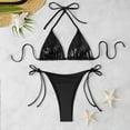 thumbnail image 5 of Swimsuits Swimsuit Hot Stamping Shiny Bikini Three Point Sexy Strap Bikini Black Womens Swimsuits, 5 of 9
