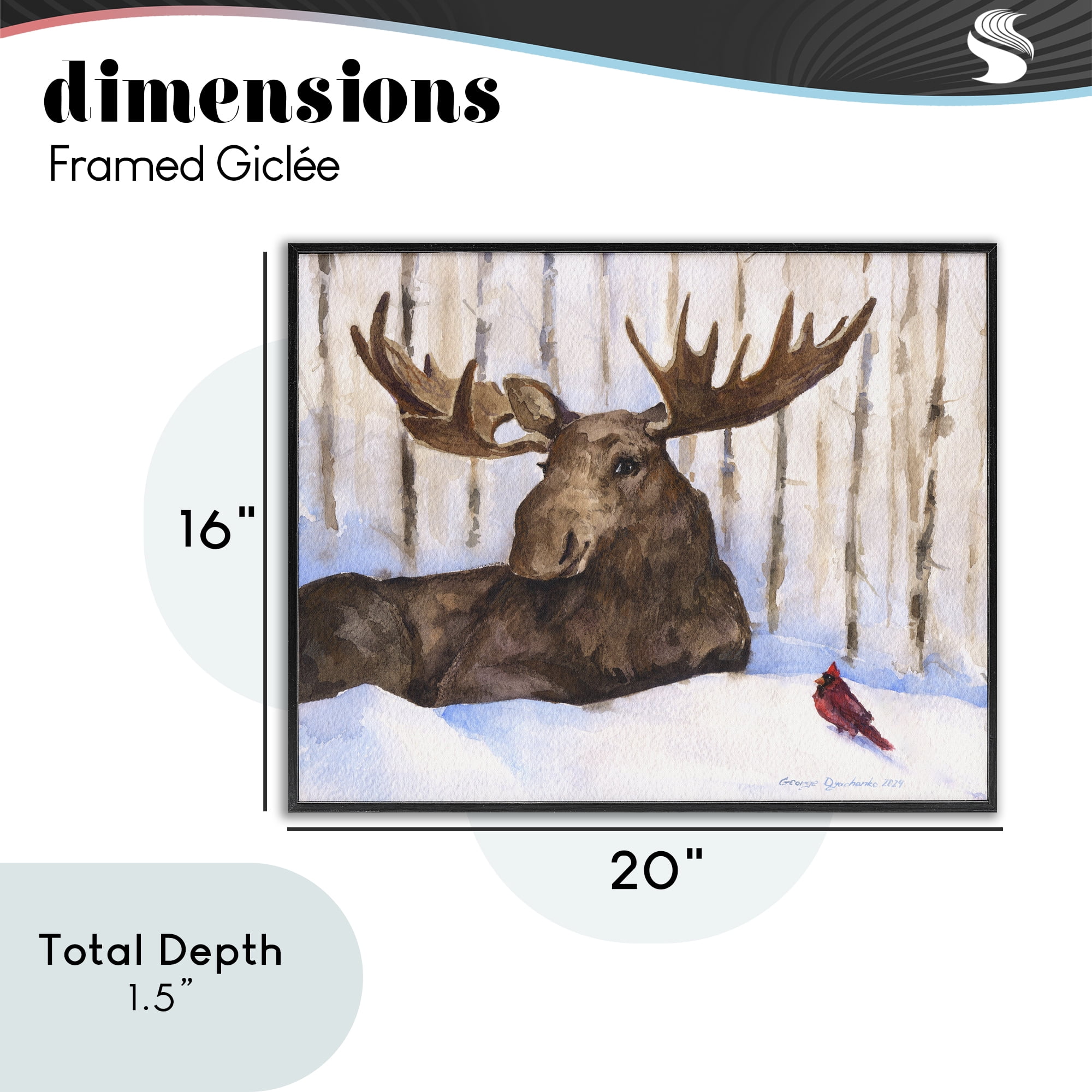 Stupell Industries Moose & Red Cardinal Black Framed Giclee Art, design by George Dyachenko