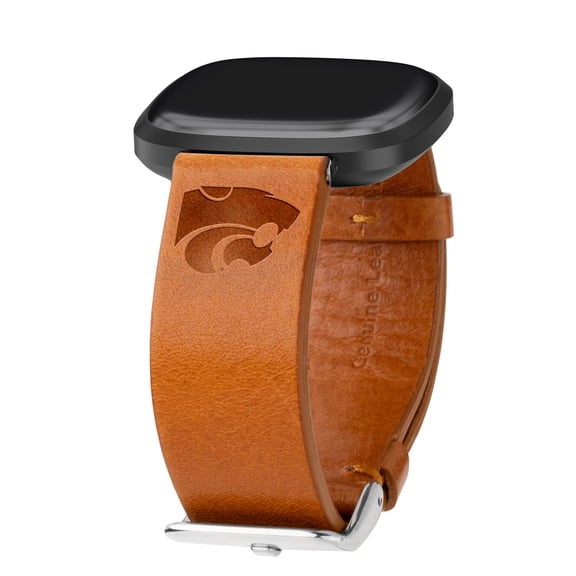 Wildcats Premium Leather Unisex Watch Band for FitBit Versa 3 and Sense (Long Tan) by Affinity Bands