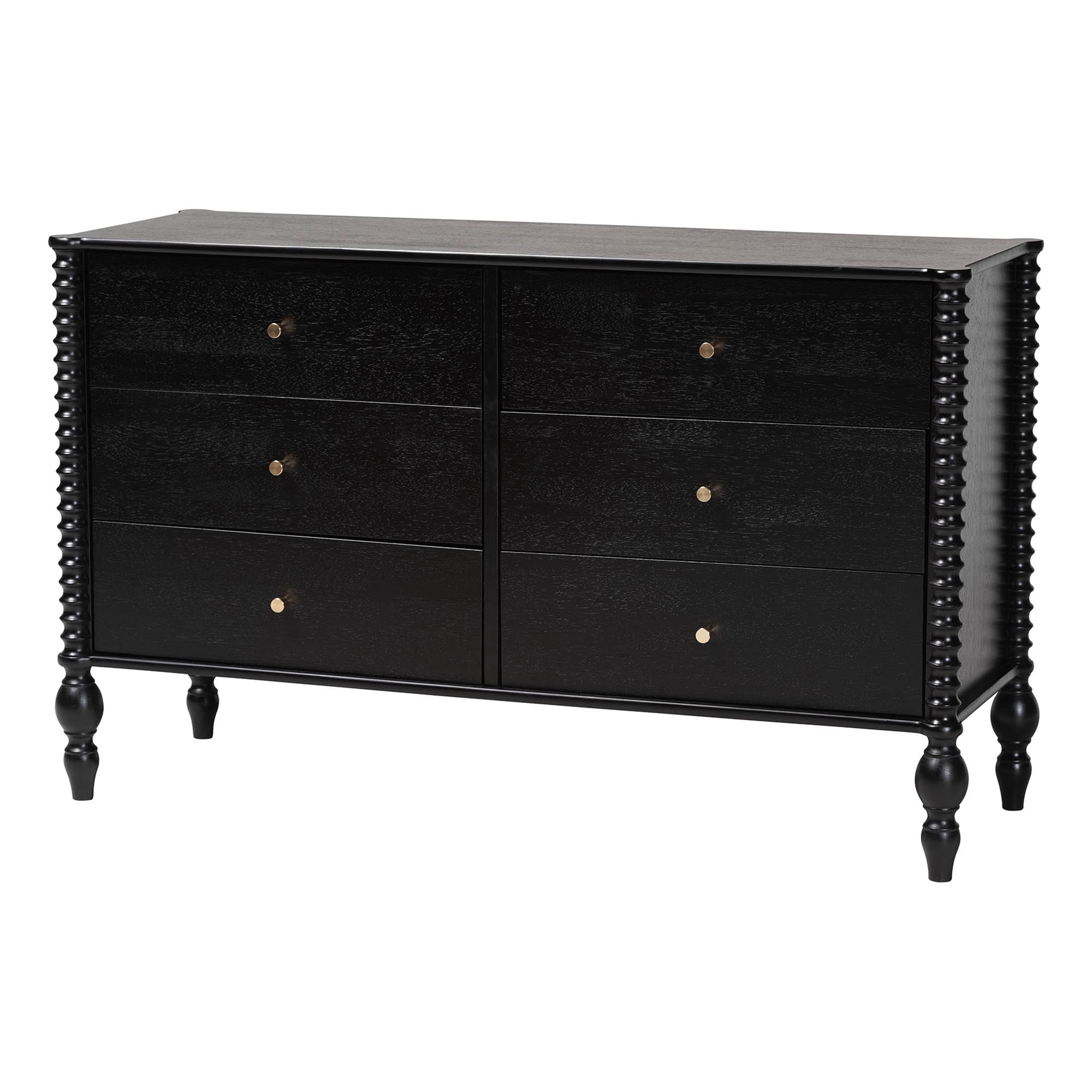 Baxton Studio Callison Farmhouse Dresser, 6-Drawer, Black