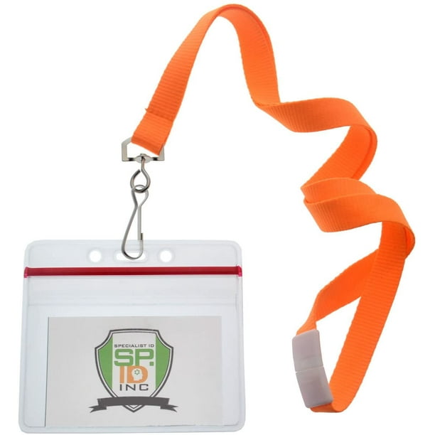 12 Pack Premium Bright Neon Lanyards with Breakaway Clasp & Heavy Duty Ziplock Badge Holder by