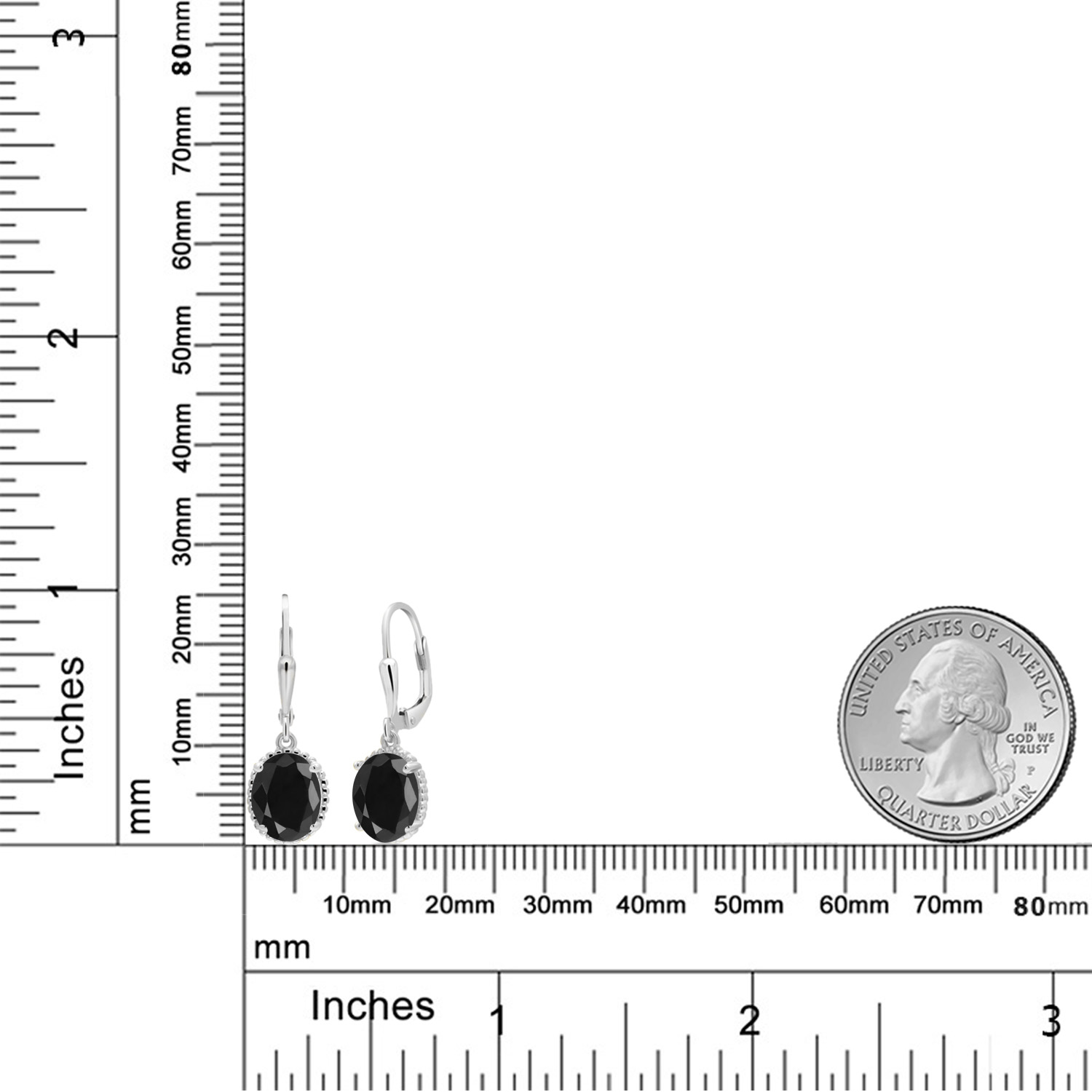 Gem Stone King 925 Sterling Silver Black Sapphire Leverback Dangle Earrings for Women (5.00 Cttw, Gemstone September Birthstone, Oval 9X7MM)