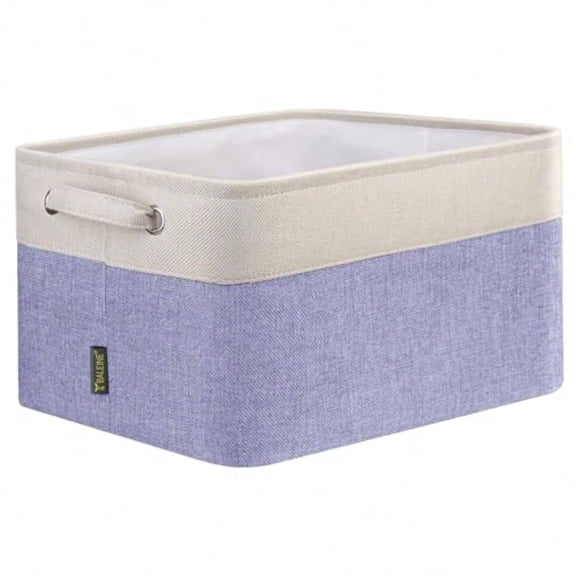 1 Pack Fabric Storage Bins for Shelves Linen Storage Baskets for Organizing Decorative Closet Bins for Clothes Home Lavender 12"x8"x8"
