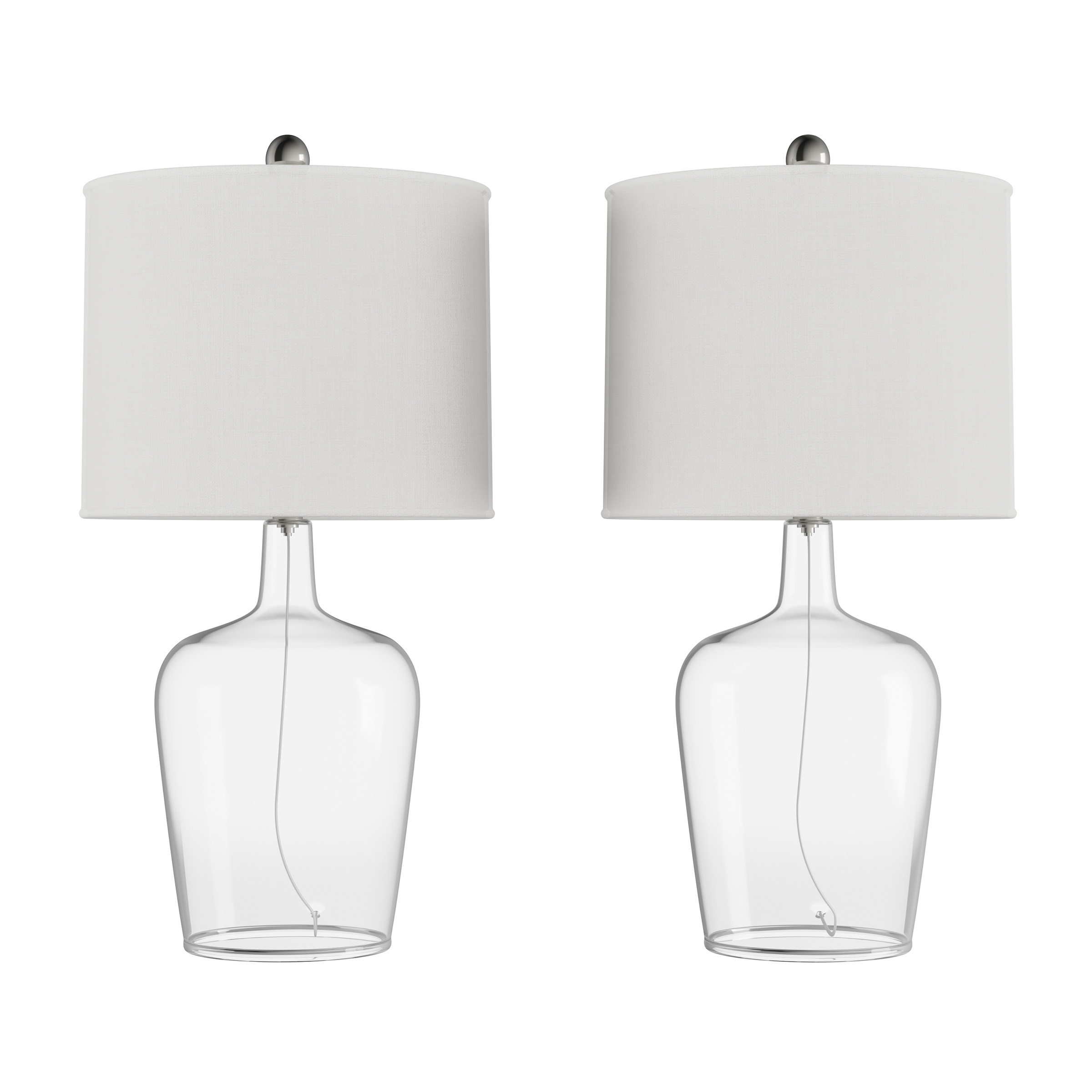 Lavish Home Glass Cloche Table Lamps Set of 2 – Matching Lamp Set