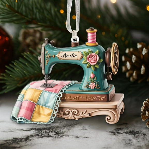Personalized Sewing Machine Acrylic Ornament 2025, Custom Quilter Christmas Decor, Seamstress Gift, Crafting Studio Holiday Keepsake