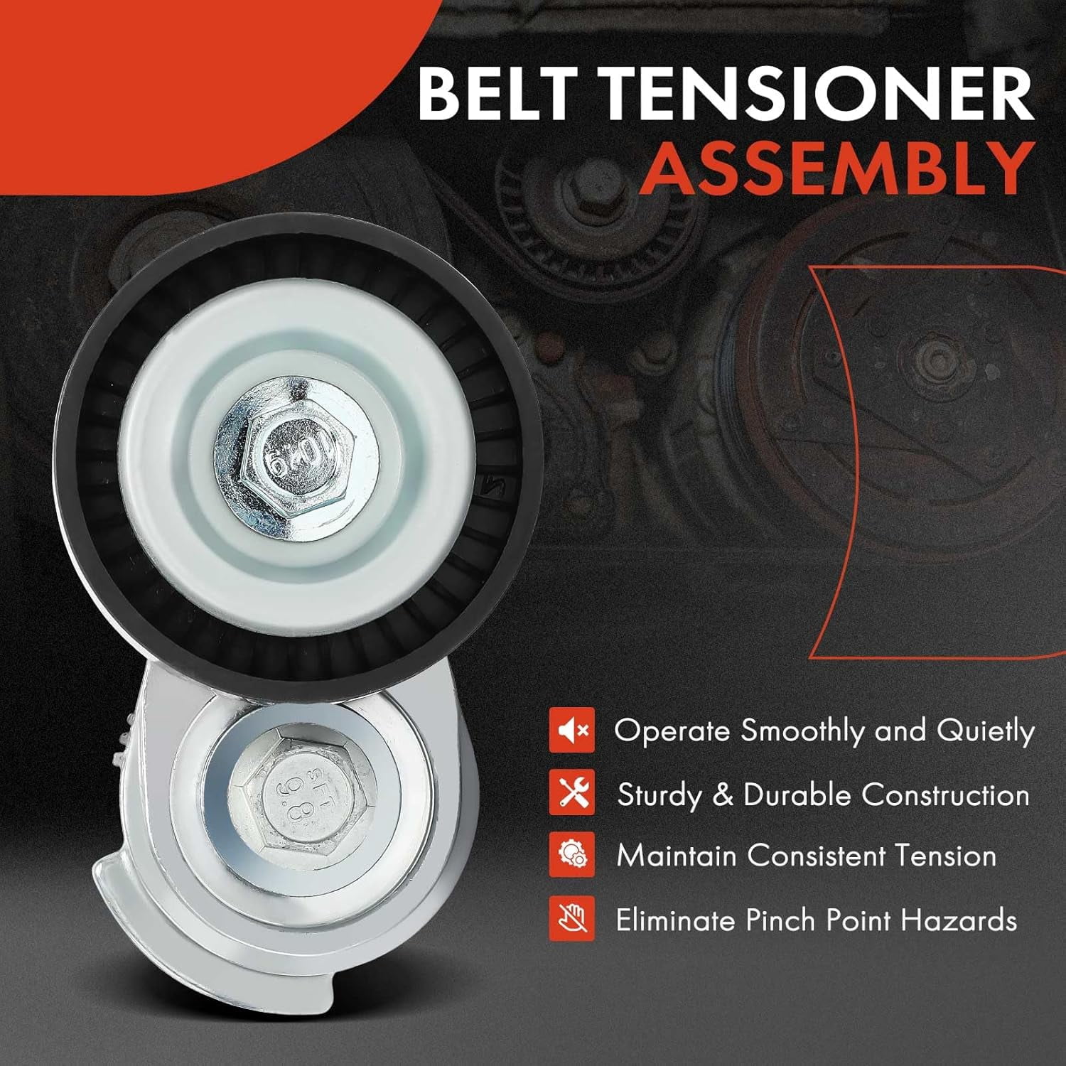 A-Premium Belt Tensioner Assembly with Pulley Compatible with Chevrolet Camaro 1998-2002 Corvette 1997-2004 Pontiac Firebird 1998-2002 GTO 2004-2006 V8 5.7L
