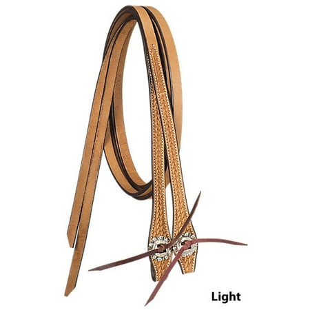 Reins Light Oil - Silver Royal Basket Tooled Split Reins Light Oil