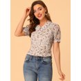 thumbnail image 3 of INSPIRE CHIC Women's Floral Button Down Collar Sweet Puff Sleeve Blouse, 3 of 6