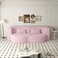 thumbnail image 4 of 2 in 1 Upgraded Loveseat Sofa, 78" Convertible Sleeper Sofa Bed Full Size with 2 Pillows, Folding Teddy Floor Sofa Guest Bed for Living Room Apartment, No Assembly Required, Pink, 4 of 8