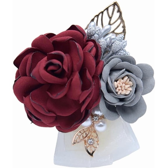 Rhinestone Rose Flower Brooch Pin for Women Wedding Crystal Pearl Fabric Camellia Flower Brooches Lapel Pins Hairpins Elegant Hairclips Dress Accessories Masquerade Party Jewelry for Bridesmaids