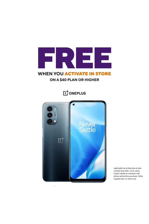 Open Box Metro by T-Mobile OnePlus Nord N200, 5G, Blue Quantum - Prepaid Smartphone