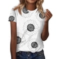 thumbnail image 2 of UoCefik Womens Tops Dressy Casual Short Sleeve Summer Tops Vintage Sunflower Print Tshirts Trendy Round Neck Tshirts Tunic Tops Black 4XL, 2 of 5