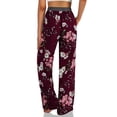 thumbnail image 3 of LETDIOSTO Women's Comfy Casual Pants Floral Print Stretch Wide Leg Palazzo Lounge Pants S-XL, 3 of 4