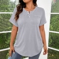 thumbnail image 6 of Uootdi Women's Henley Tops Short Sleeve Button Placket Blouses Casual Daily Style Soft Breathable Relaxed Fit Tees Gift, 6 of 7