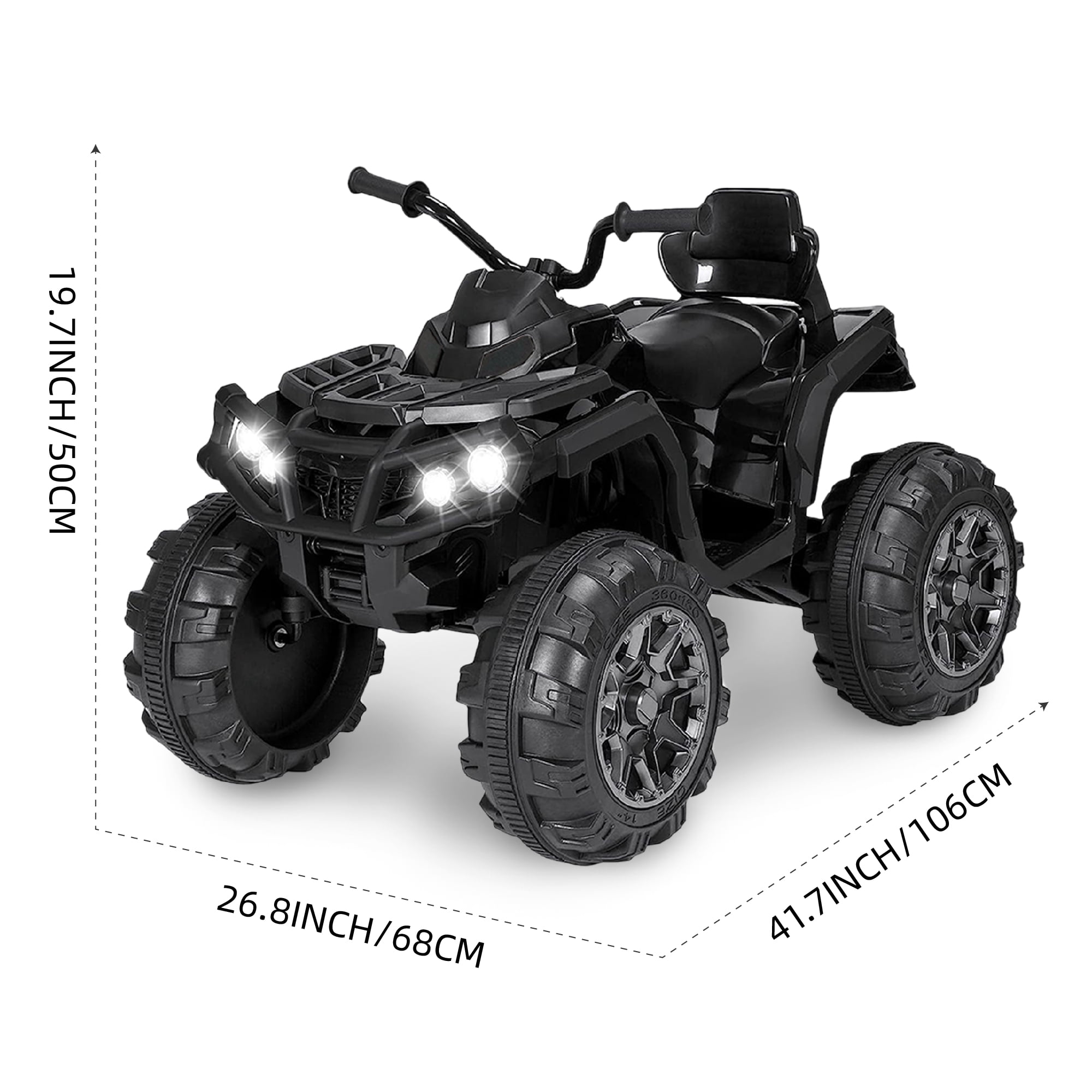 BKIRNP Pink 24V Kids Ride-On ATV Off-Road Quad Car 5mph Electric Car with 2 Speeds and Bluetooth Music