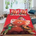 thumbnail image 2 of Turning Red Conjunto de sábanas temático, trío de piezas, cómodo y amigable con la piel, diseño único, regalo de decoración para el hogar para familiares, amigos y fans,135cm *200cm, 2 of 6