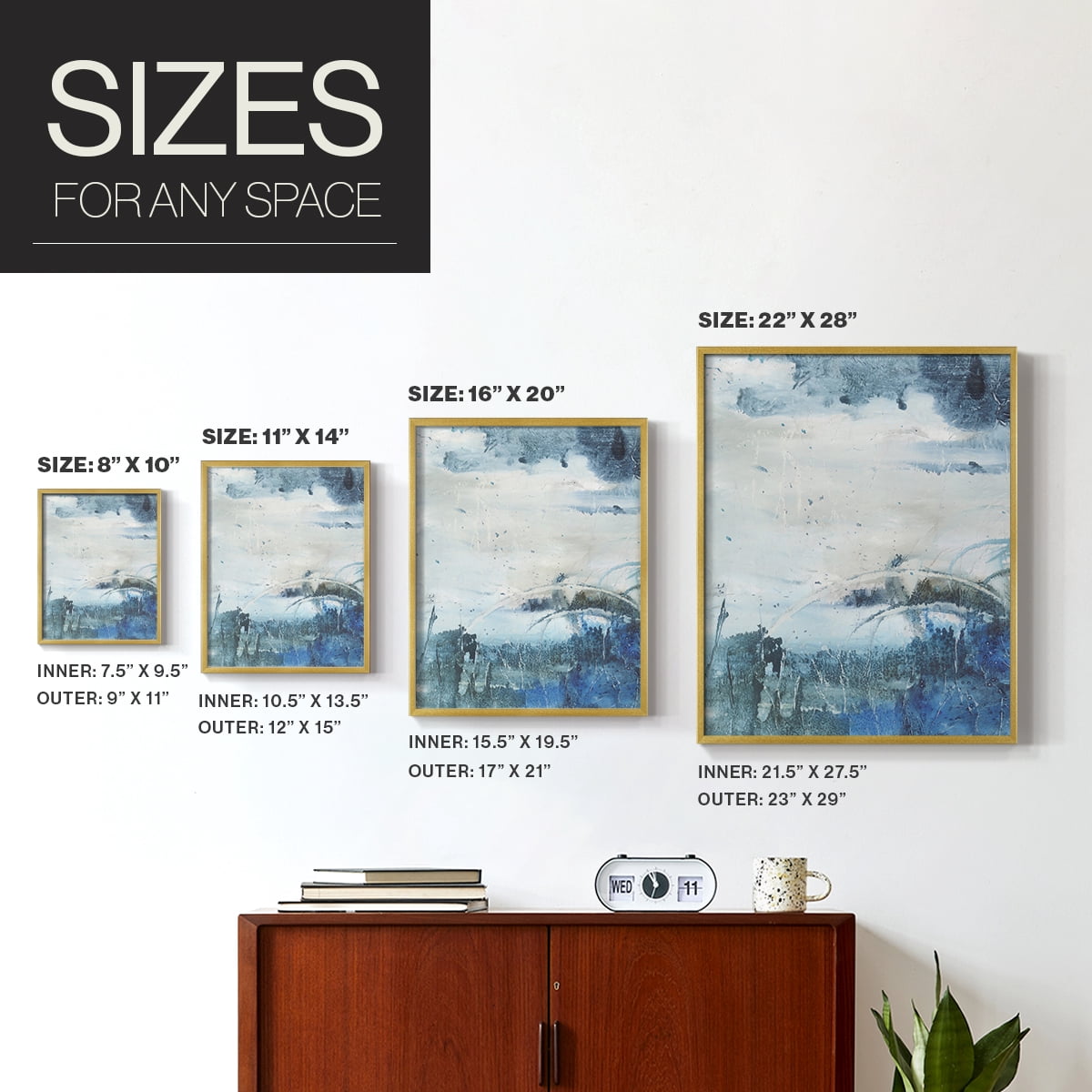 Coastal Seas II Framed Print in Gold Solid Wood Framed Print No Nail Hanging