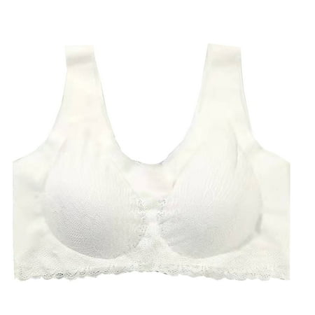 LLYwey Bras for Women Wireless Winter Clearance Women s Seamless Underwear Without Underwire Push up and Side Breasts Sports Lace Sleeping Bra Juniors Size Nylon Support Bra Style LW-302 White M