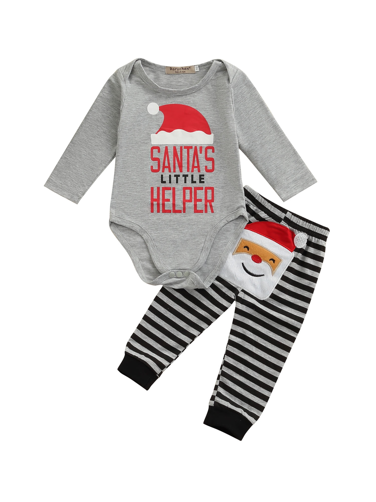 USA Newborn Baby Boys Girls Santa Romper T-shirt Pants Outfits Clothes hgtrewq 