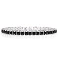 thumbnail image 1 of JeenMata Enorme pulsera de tenis con circonita cúbica negra de corte princesa de 11 quilates para mujer, diseño de eternidad, chapado en oro blanco, 1 of 6