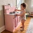 thumbnail image 4 of TLSUNNY Toddler Play Kitchen, 30 INCHES Height, with Sink, Clicking Knobs & 5Pcs Cookware, Ideal Gift for Little Girls, 4 of 10